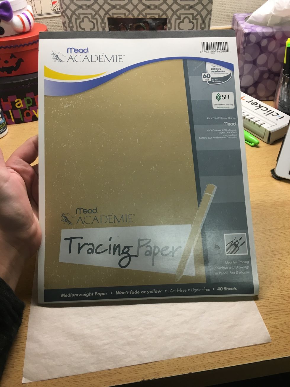I prefer to use tracing paper! It's a lot thinner, making it easier to cut designs into the snowflakes and it also gives a more transparent, wispy look to the final product. Plus no more hand cramps!
