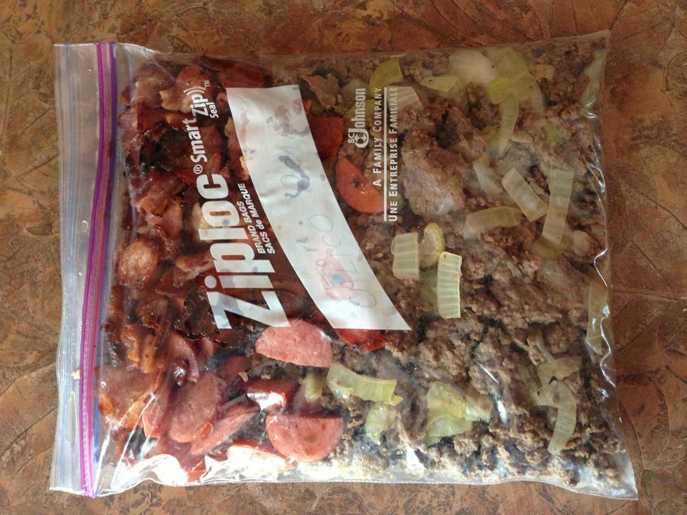 I prepared my meats a week prior and just froze until the day I planned to prepare the bean recipe.