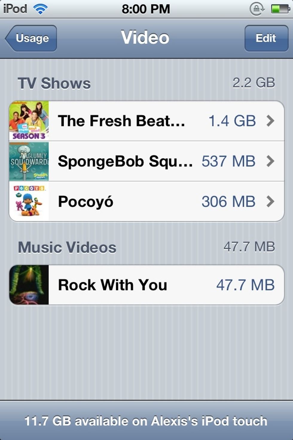 I pressed one as an example. Here, I can delete separate videos and episodes. Note: Pocoyo and The Fresh Beat Band are not mine!\ud83d\ude0f