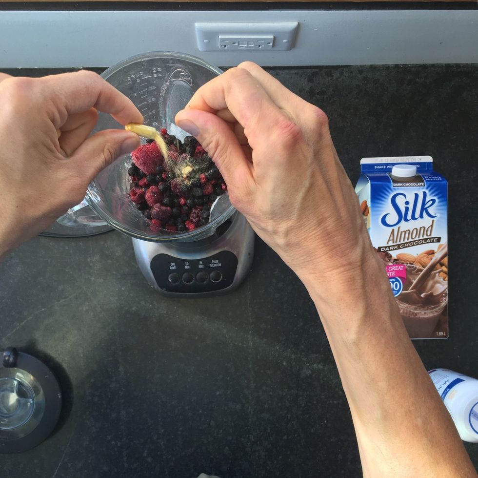 I pull the pills apart and pour the powder into the shake.