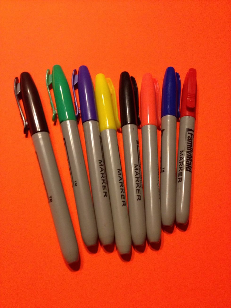 I purchased a handful of different colored sharpies, mostly used for decorations