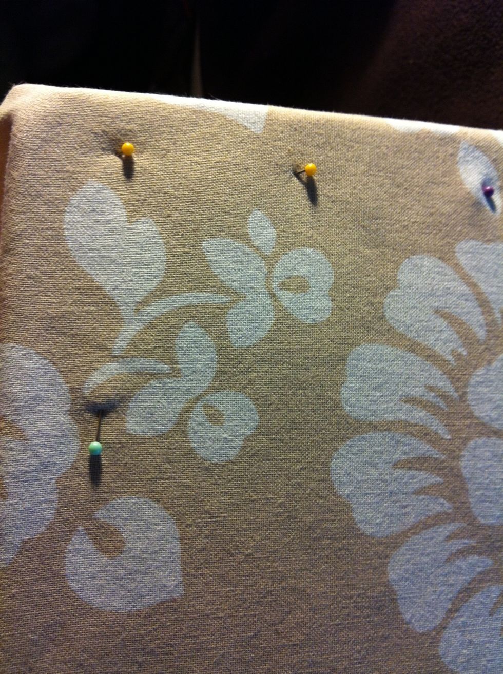 I pushed the pins in diagonally so they would not stick up much when I turn the board over.