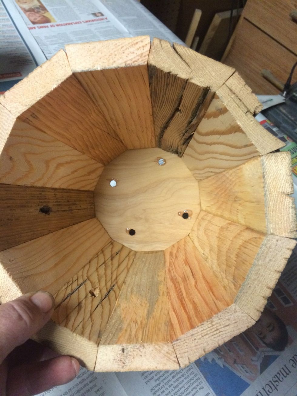 I put 4 holes in the bottom so water can get out.