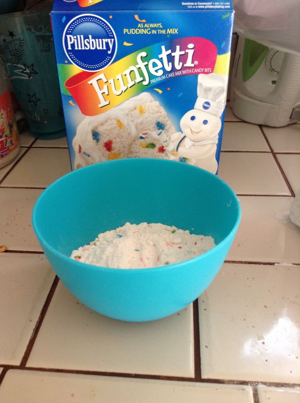 I put a half of the cake mix because you just that amount or you can put more if you can