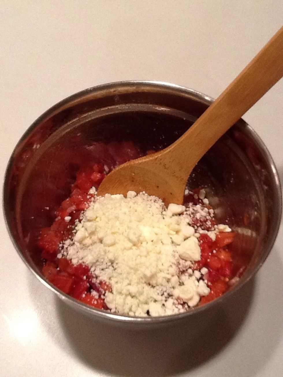 I put about 5 spoonfuls into the mix. Stir well.