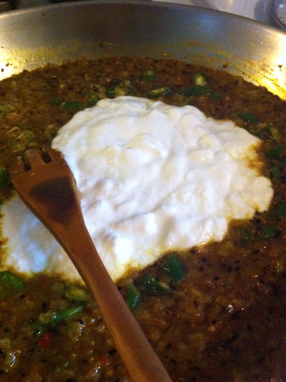 I put in like a BIG pile of yoghourt. Thick. A big, thick pile of yoghourt.