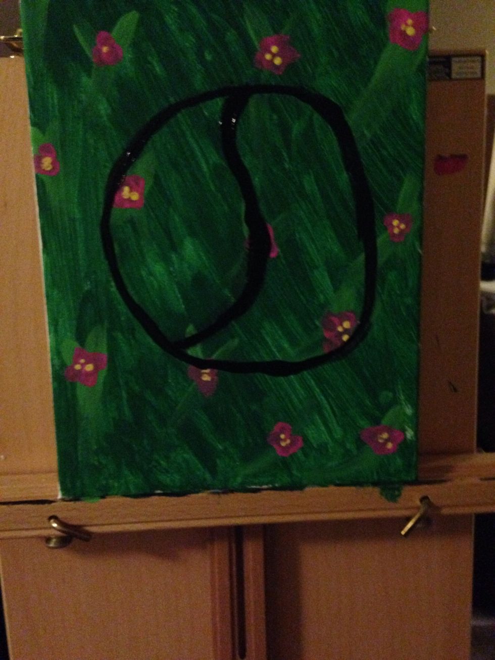 I put mod podge where white is gonna be so that the green doesn't show through-->