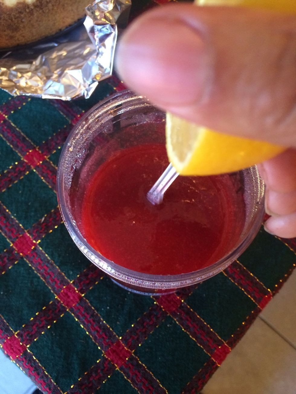 I put my strawberry sauce in a mason jar and squirted some fresh lemon juice in it. Just a little.\ud83d\ude09