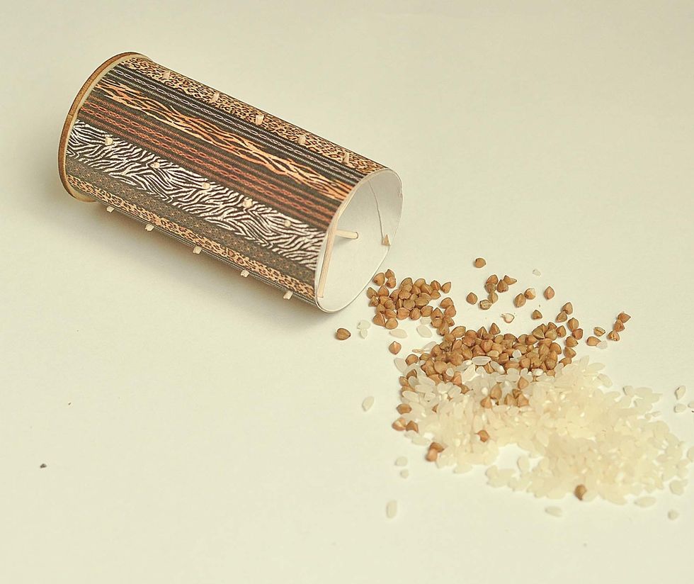 I put rice or buckwheat or other corns inside it. They will imitate the sound of the rain
