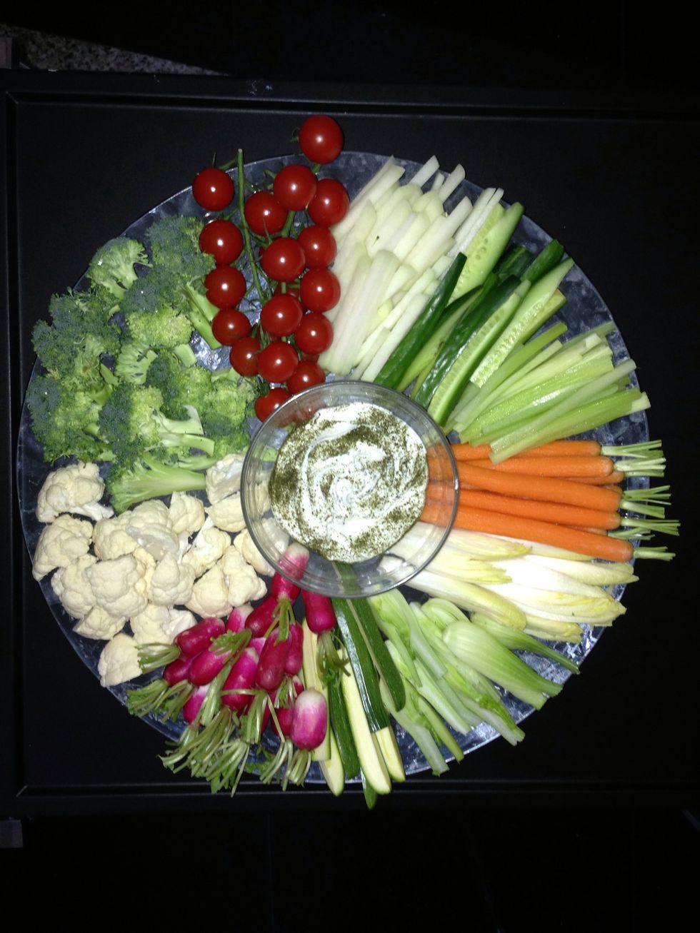 I put the bowl of cream in the middle. The presentations are a personal taste. Here I am presenting it in the middle of the table as a starter to share. We are 4 .