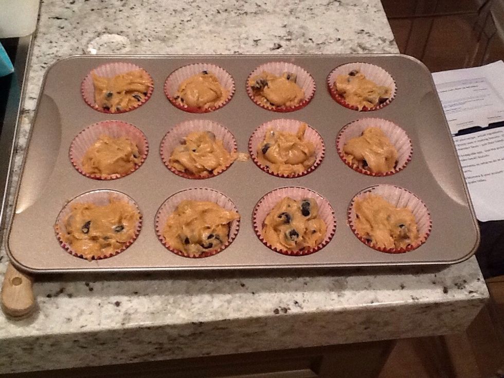 I put the mixture of all into the muffin pan to bake.
