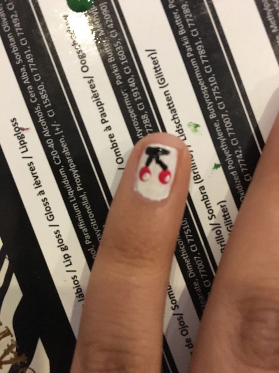 I put white spots in the cherries for shine and made a rectangle on the top