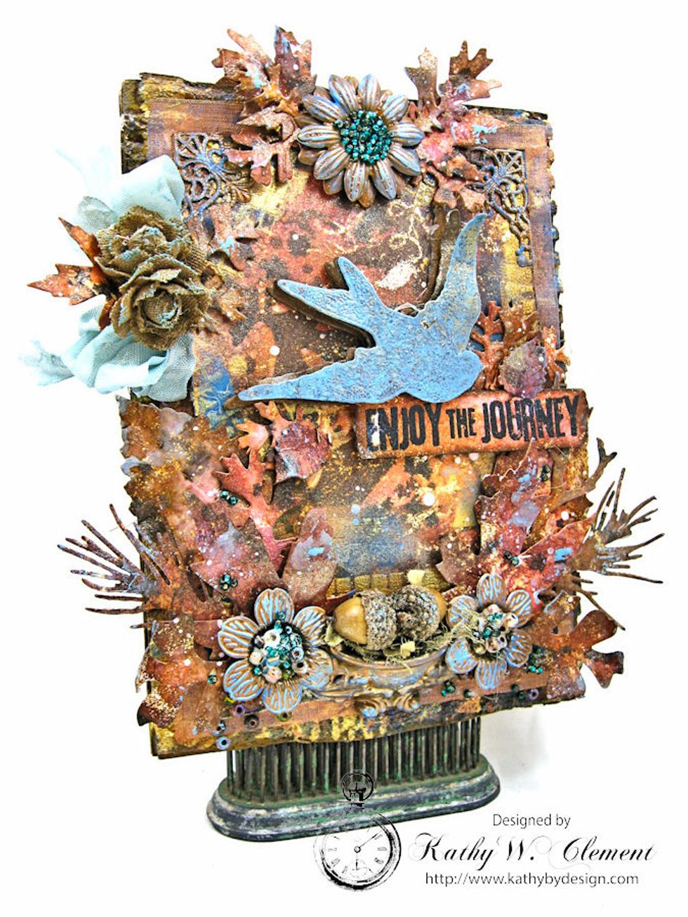 I randomly dry brushed Broken China onto my canvas to add contrast.                      Your Last Leaf mixed media canvas is now complete!