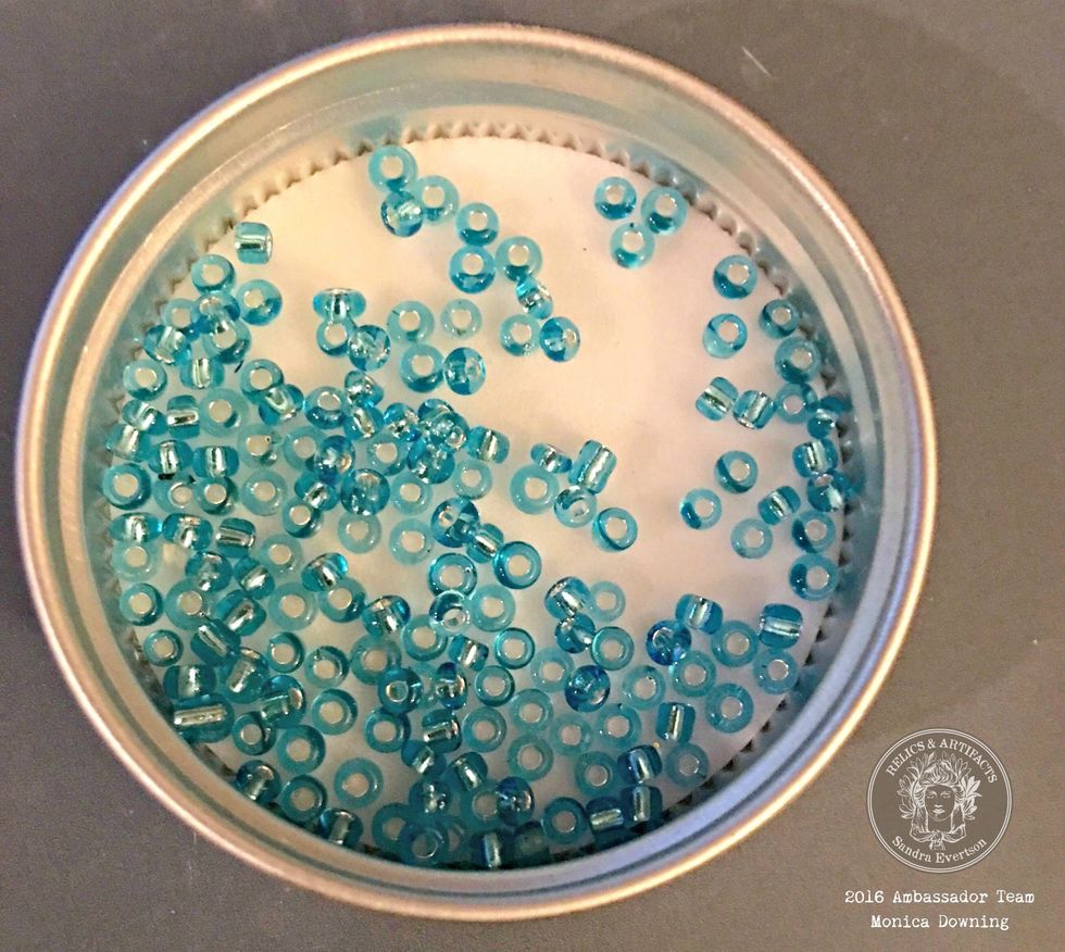 I reached for my turquoise glass beads for this next part.