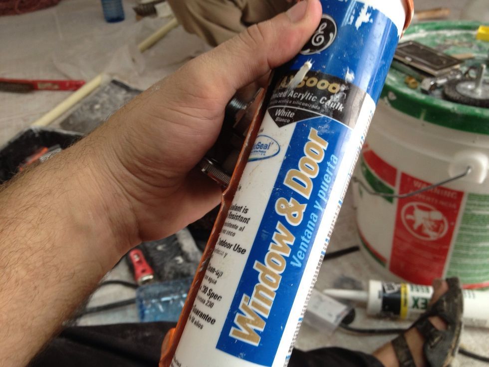 I really don't want to do this again so in addition to the tape on the PVC pipe treads, I'm putting a small bread of caulk on the metal valve housing treads.. Use only 100% silicon caulk for plumbing.