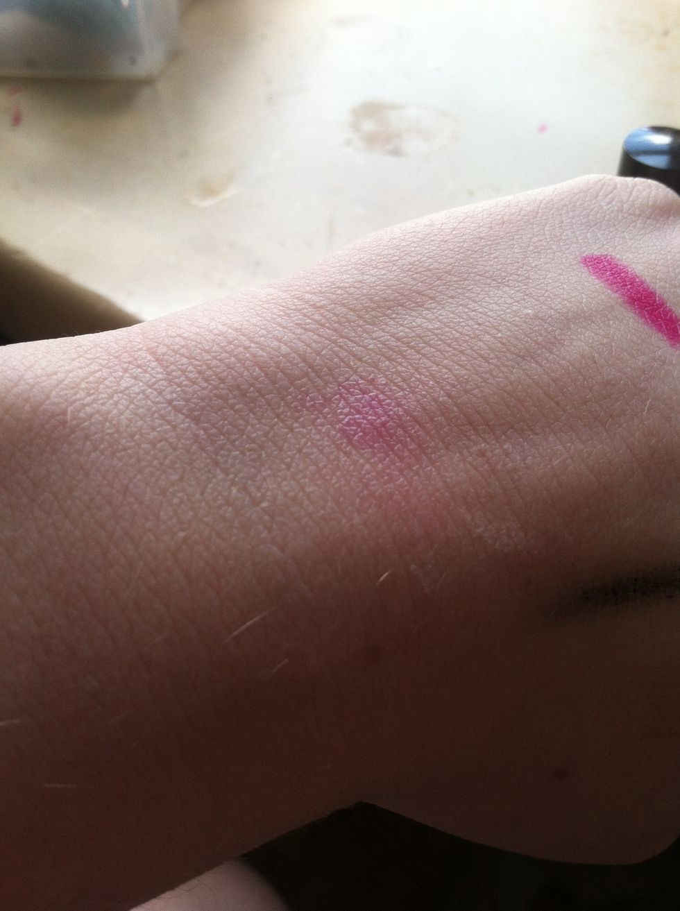 I really like the color and staying power of this, I only wish it was bigger! It is still a big enough size to get a good use of though because a little goes a long way with this product.