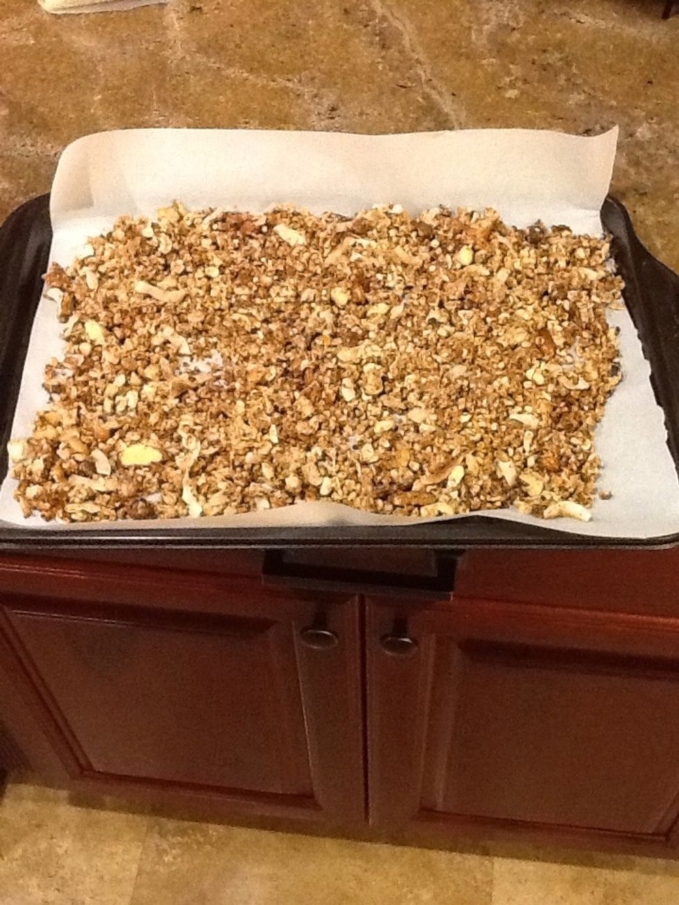 I really went by smell. Once they smelled really yummy and cooked I let them out of the pan. Came down to about 10-15 minutes. I put parchment paper on a cookie sheet and let cool