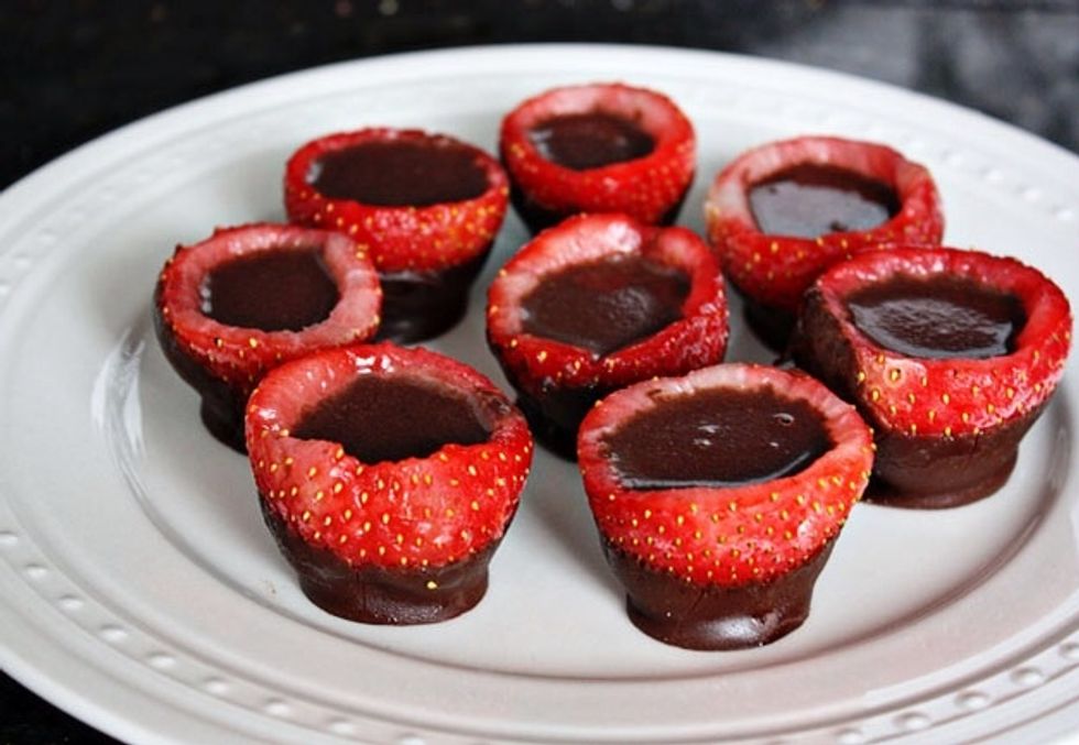 I recommend hulling out the strawberries using a paring knife and grapefruit spoon, you have to be careful not to make them too thin or they\u2019ll break.