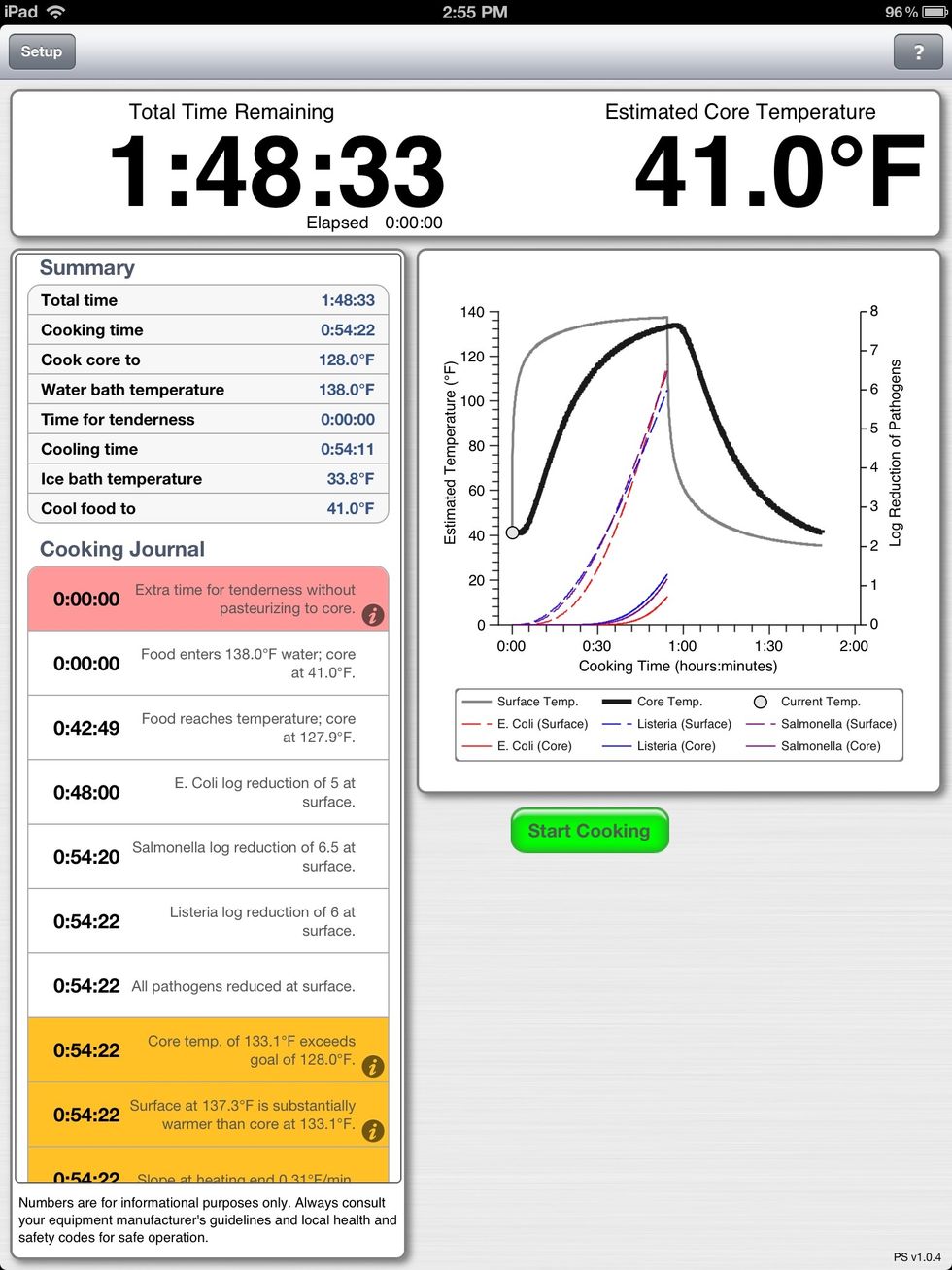 I refer to this app for baseline temps and time