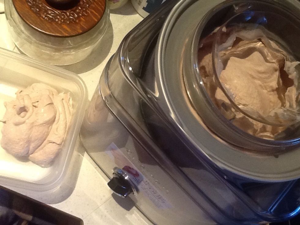 I remove some to a container for the freezer and concentrate on the remainder.