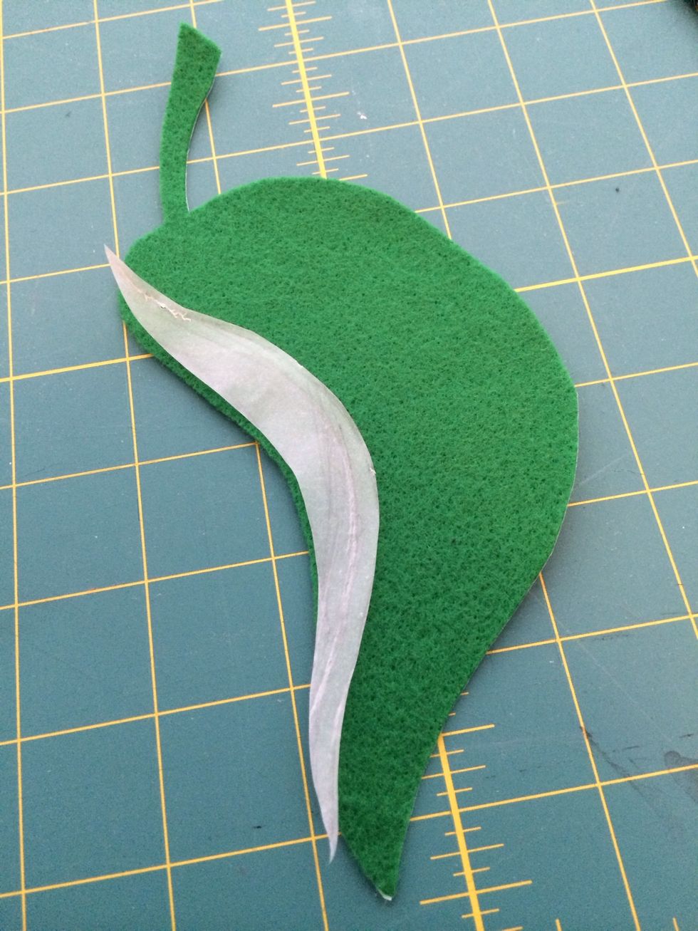 I repeated this process with the small section of green that indicates the underside of the leaf.