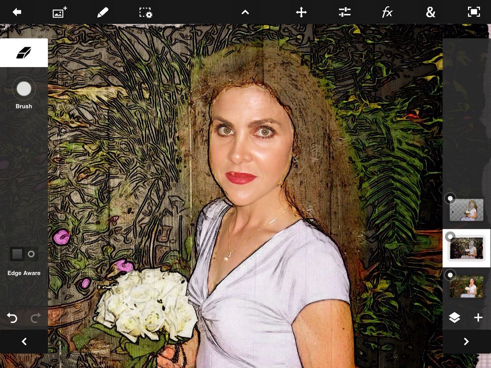 I returned to the second layer and repeated the same step, revealing the original face underneath.