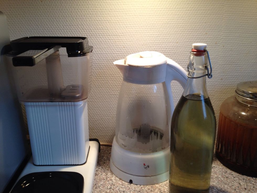 I reuse the vinegar. I have used this vinegar for over a year and occasionally refill to 1 L if needed