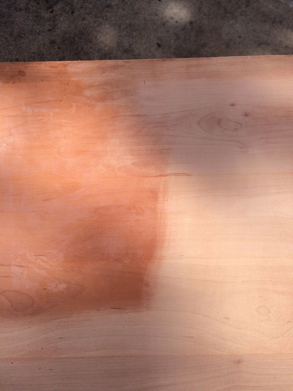 I sanded with fine sand paper to complete the top. Left is area yet to be sanded.