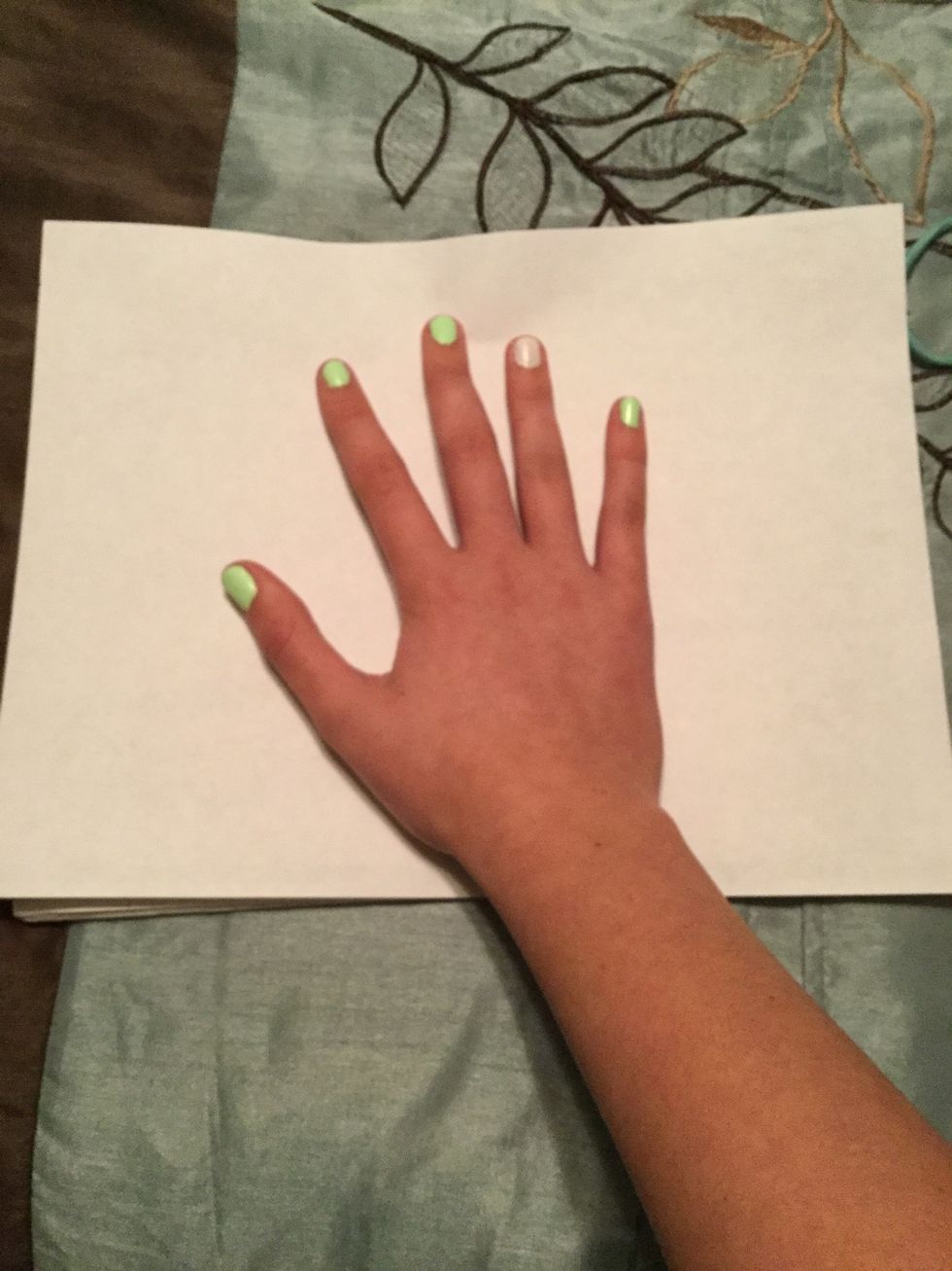 I saw this on Sarah M\ud83d\udc8b's page. First, Place your hand on a blank sheet of paper