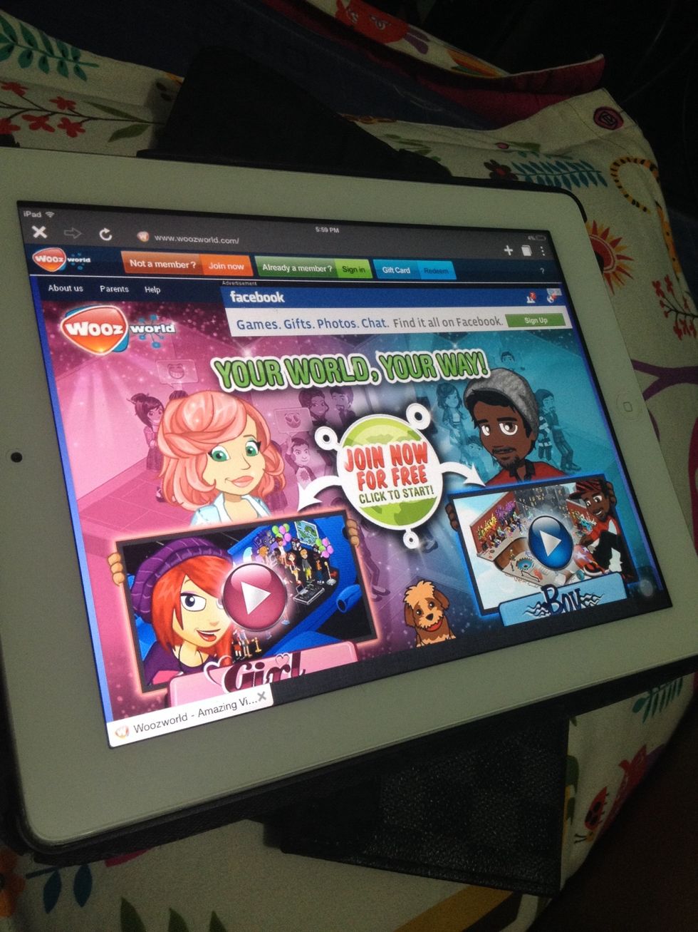 I searched "woozworld.com" this website needs flash for you to play it, it really works! I always use puffin for this :) hope this helps! Thanks for viewing!