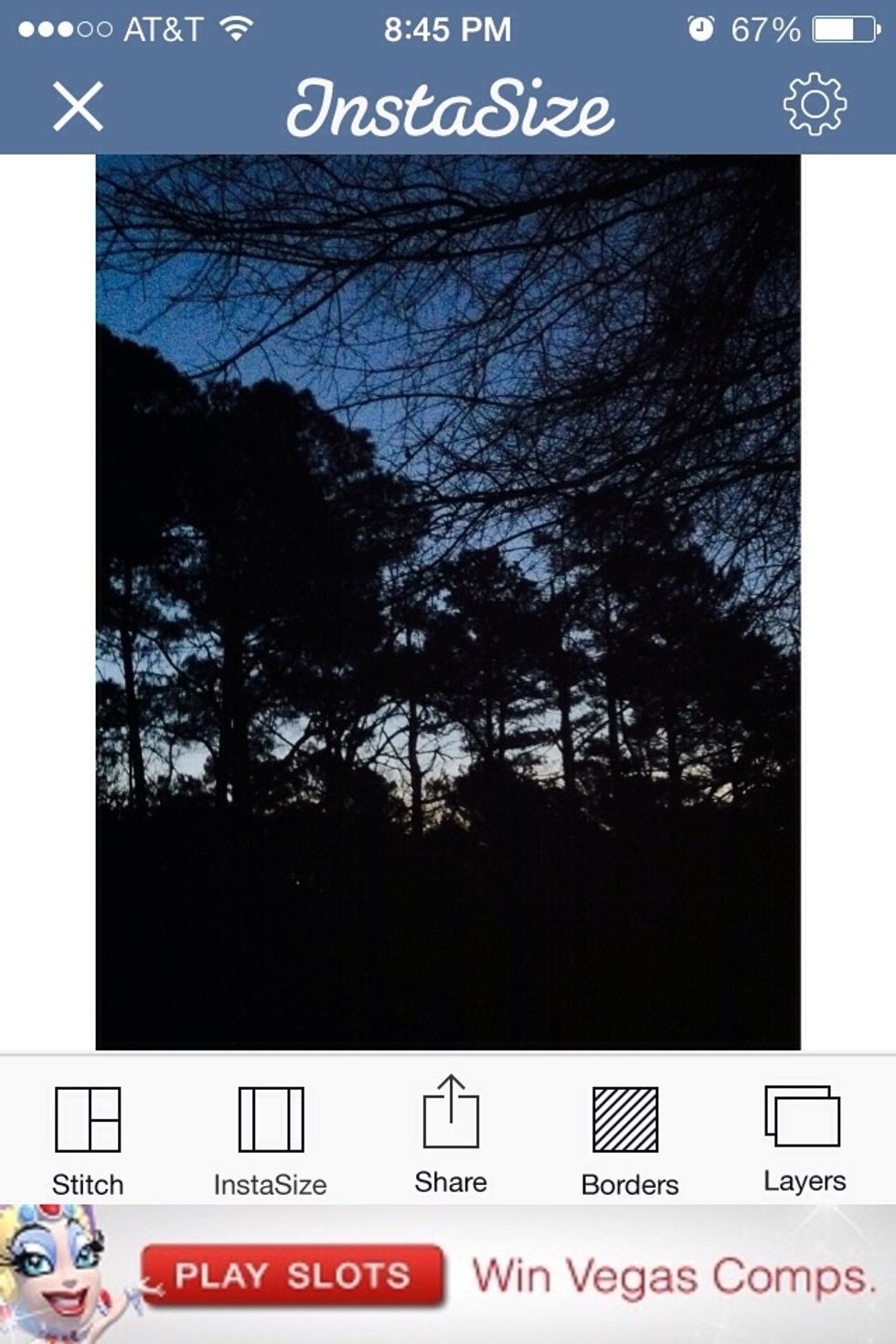 I selected this one of a sunrise I took a few weeks ago. Your picture will automatically be "fit" in a square so you don't have to do anything else at this point...but...