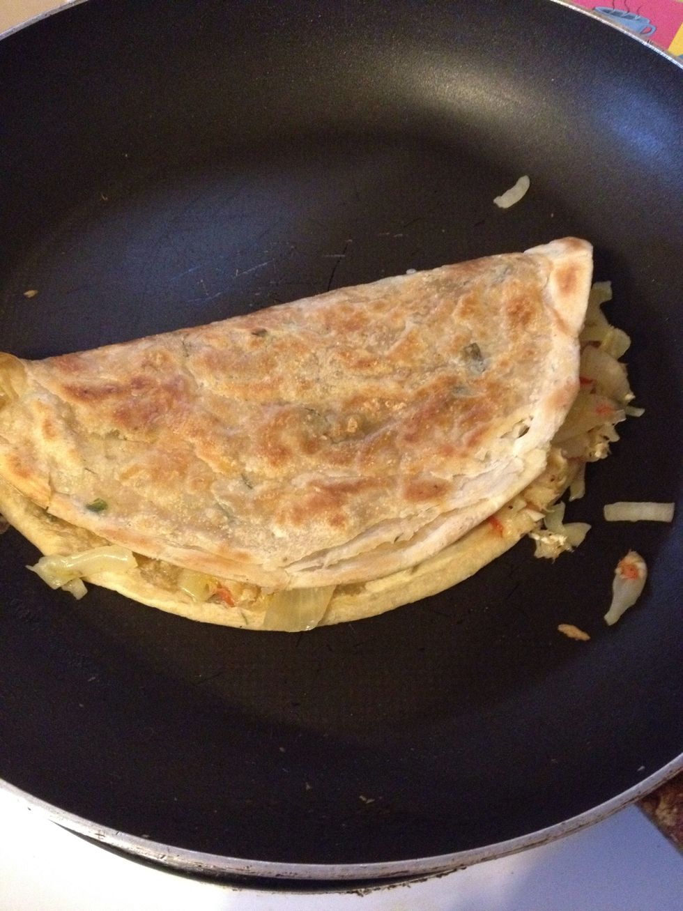 I serve mine pan fried inside onion roti... But the mixture is also great in a pita.