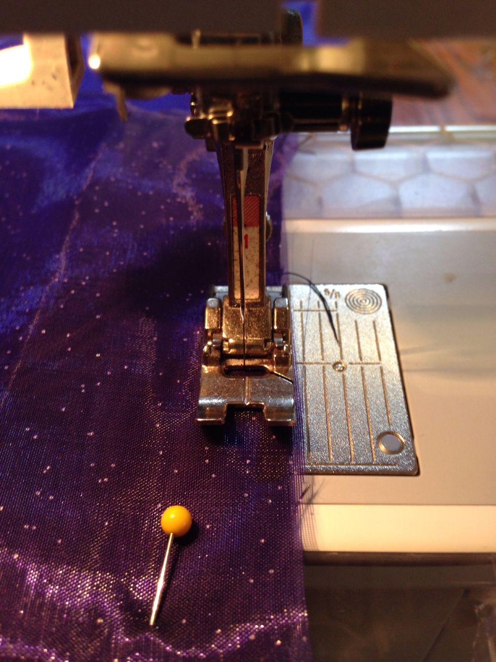 I sewed 1/4 inch seam all the way around.