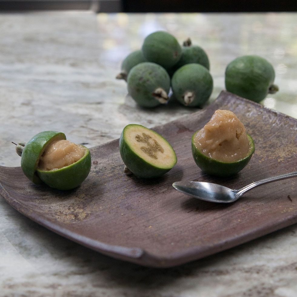 I shoveled mine into hollowed out guava skins and served them that way.