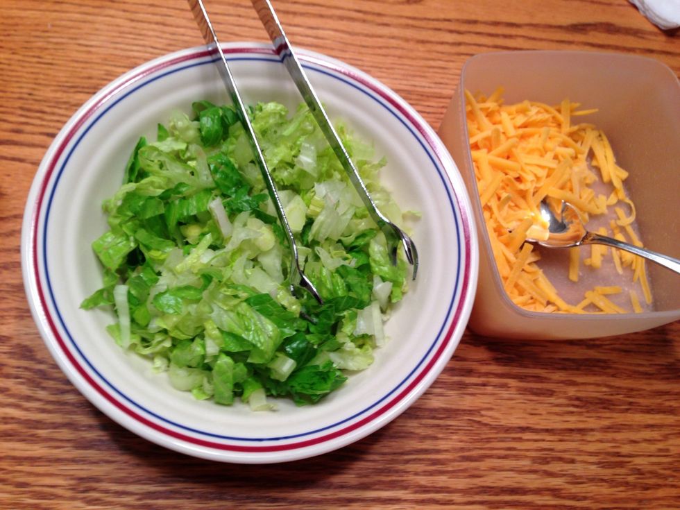 I shred my lettuce ahead of time and have it ready at the table.