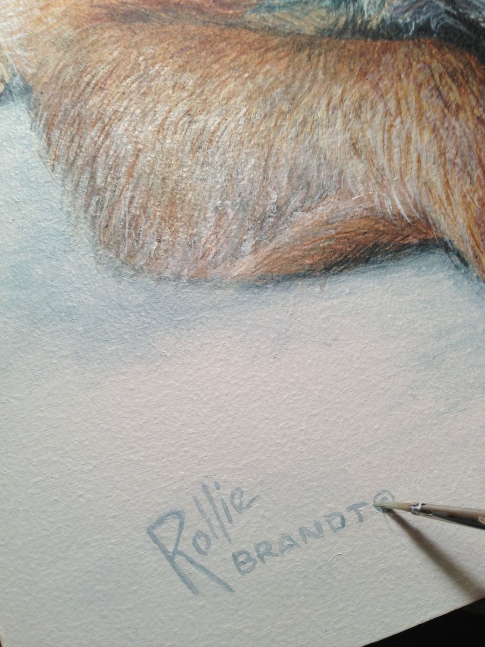 I sign bottom left or right and not too bold... I try to somewhat compliment the painting color. Sometimes I sign before I'm finished like with this one.