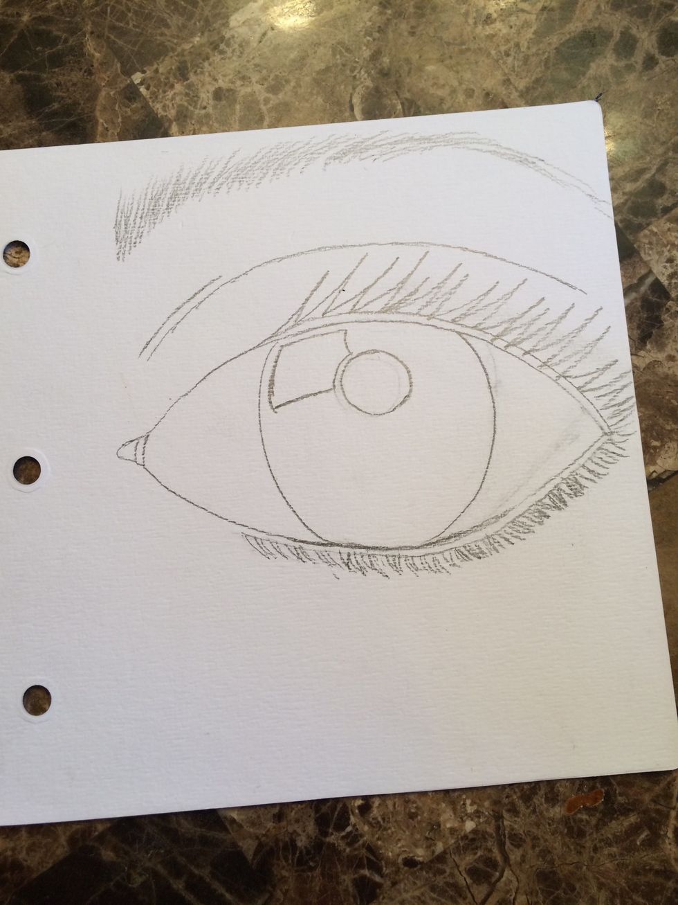 I sketched my eye with a graphic pencil on Design Memory Craft (R) Square Journaling Boards