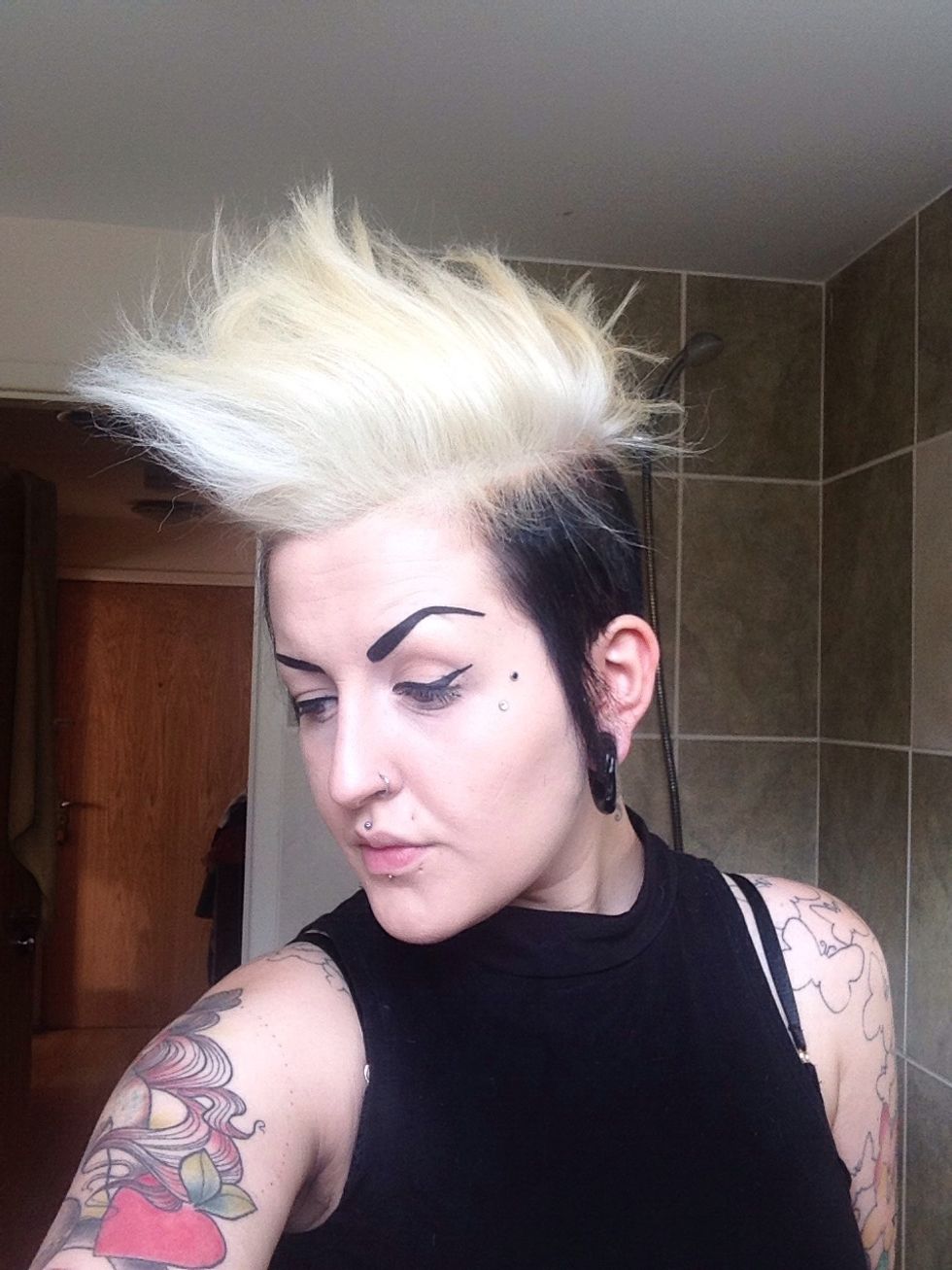 I sometimes style my hair to a Mohawk same steps but different shape