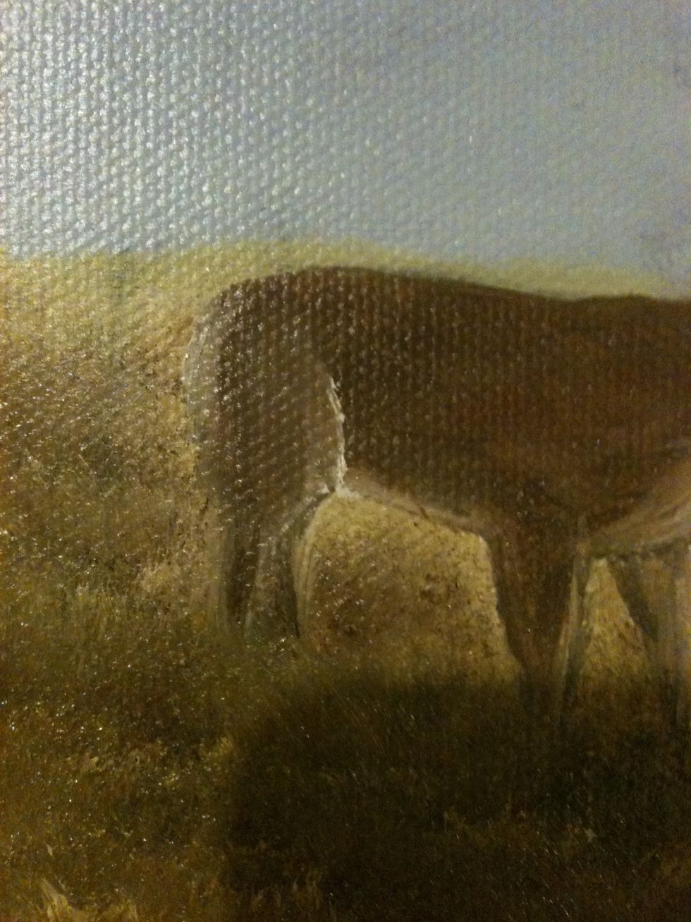 I spend a good 10 minutes on this back leg to look how I wanted it. I ended up having to turn my painting to I could get the angle I wanted.