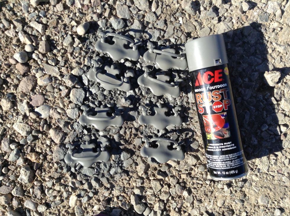 I spray painted them silver with this paint from Ace.