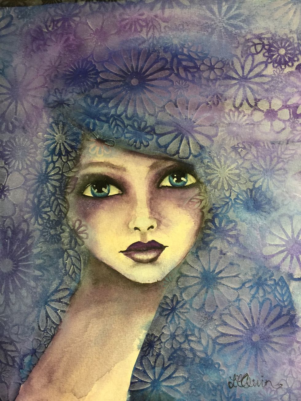 I sprayed it with a couple of coats of workable fixative to 'fix' the chalky pastels, so they would not smudge.
