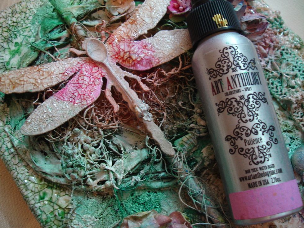 I sprayed Patience Colorations to my Dragonfly for color heat dried it with my heat tool.