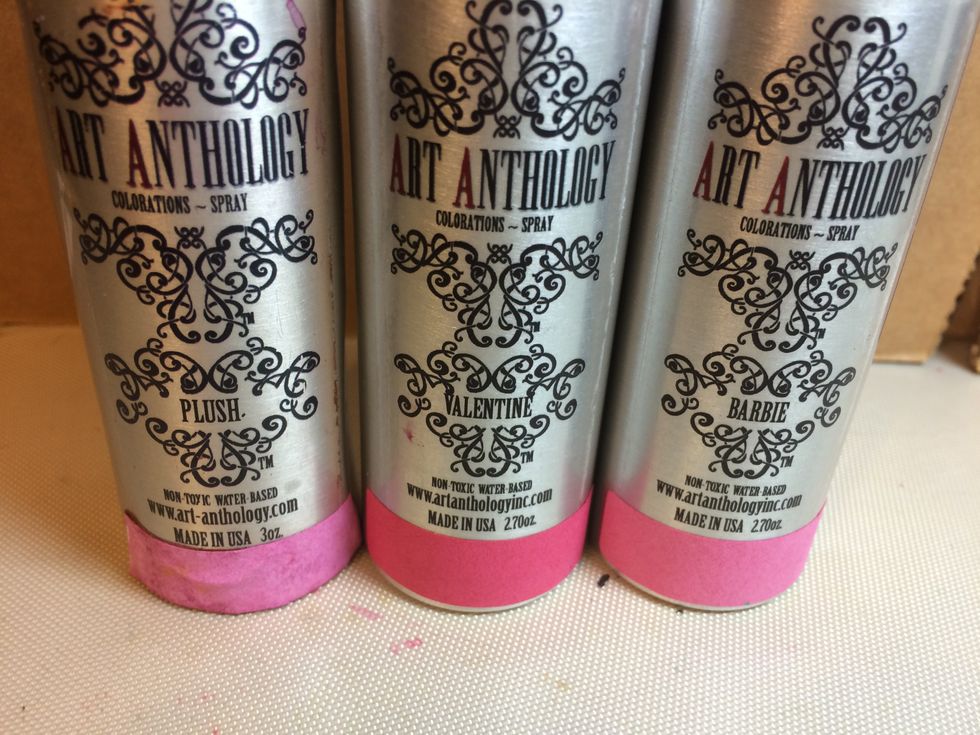 I sprayed some white flowers I had on hand with Plush, Valentine and Barbie Coloration sprays.