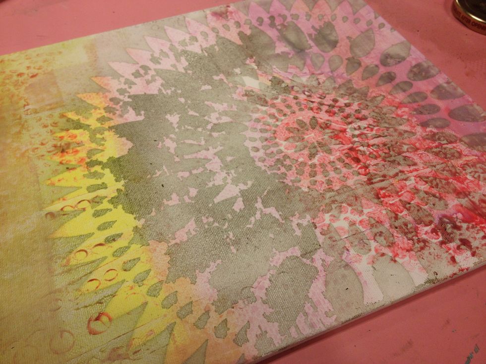 I sprayed through a stencil with Grass Colorations.