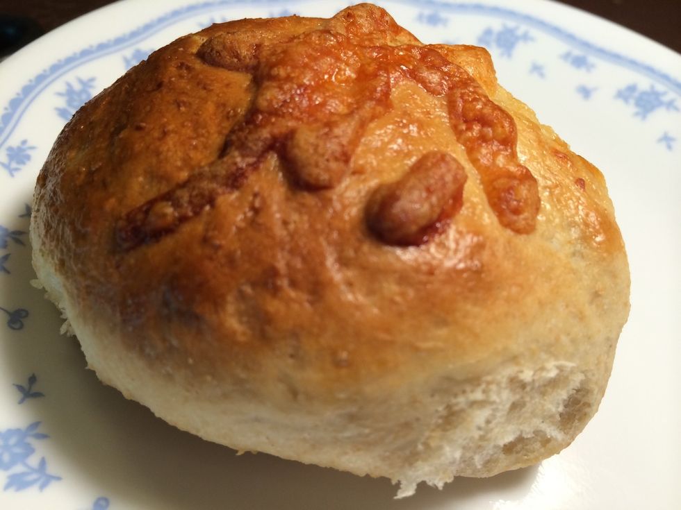 I sprinkled with some shredded cheese before baking.