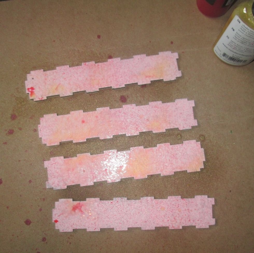 I squirted a good dose of both colors onto my pieces.