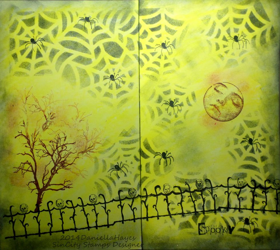 I stamped the circle face last and added some red marker around the mouth. It's fun to make holiday themed art journal pages. I hope you enjoyed my tutorial. Thanks for watching!! xxDaniella