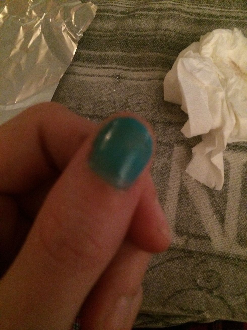 I started by painting all of my nails aqua.