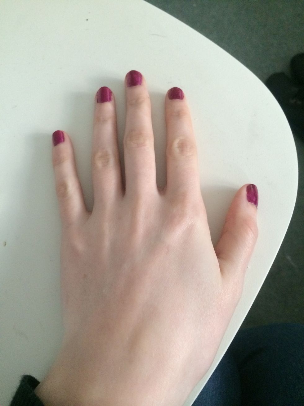 I started by painting my nails purple. I used No. 7 Damson Dream.