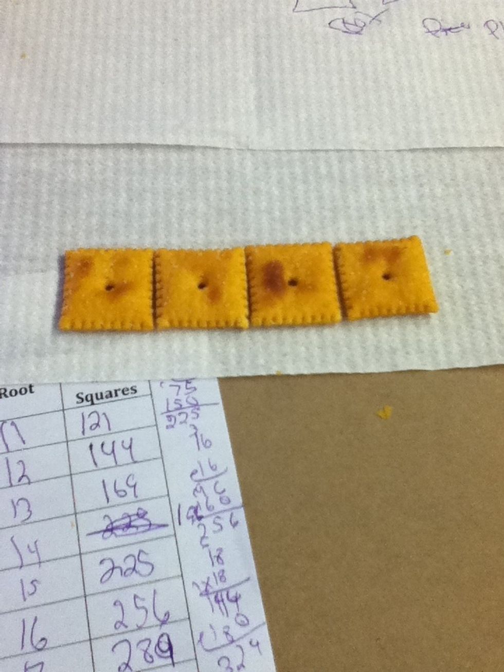 I started with 4 cheese nips. The four will be the length